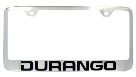 "Durango" Factory Font Engraved Chrome License Frame